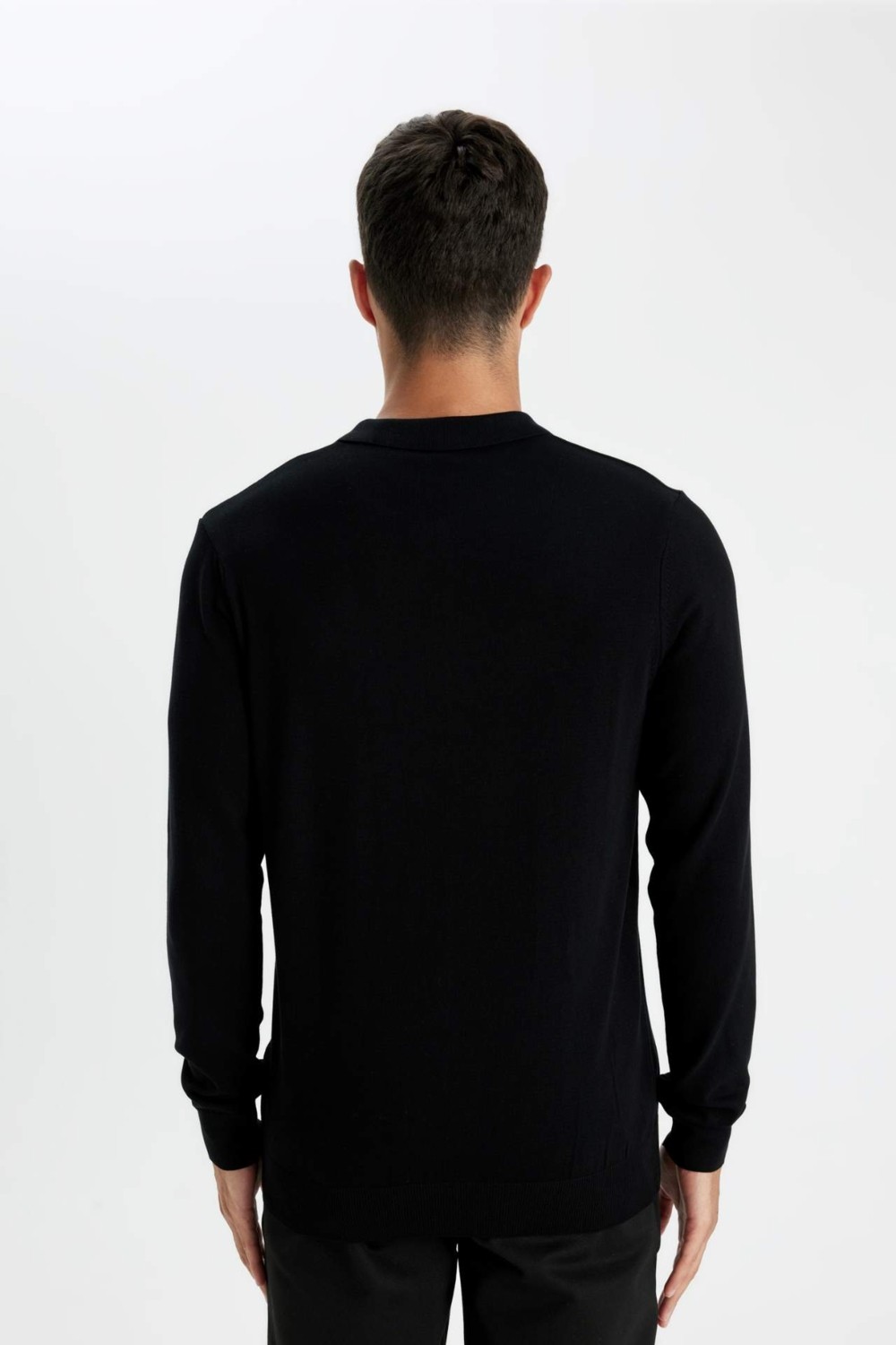 DeFacto Standart Fit Normal Kesim Polo Yaka Yumuşak Dokulu Premium Triko Kazak D0454AX24AU görsel 6