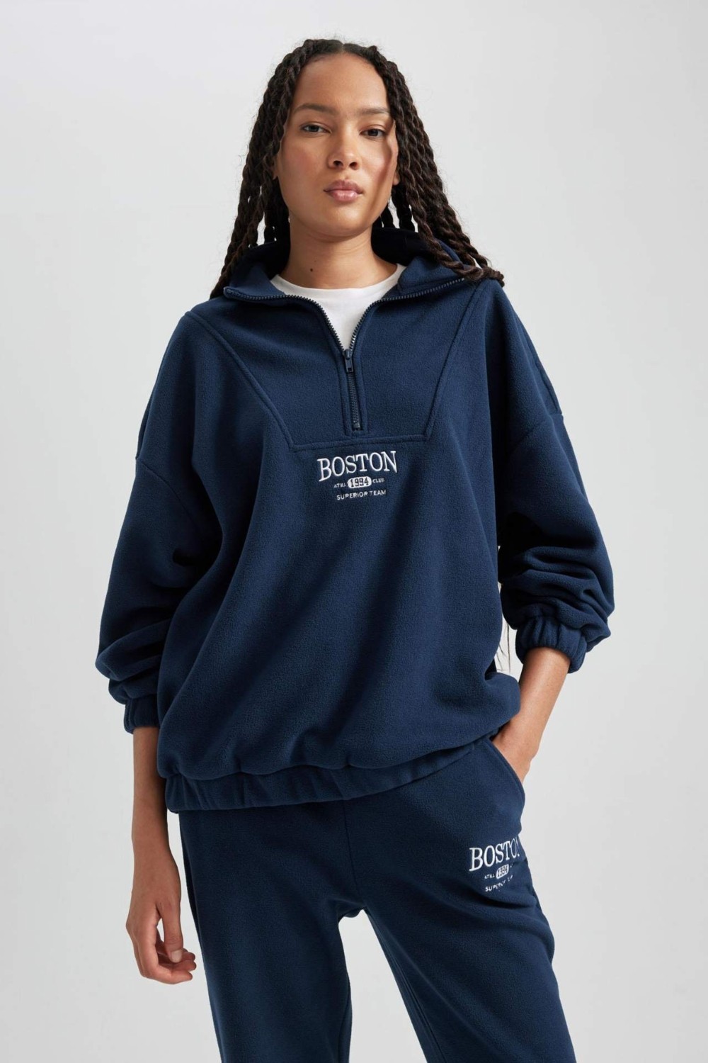 DeFacto Oversize Fit Yarım Fermuarlı Polar Sweatshirt Y2649AZ23WN görsel 7