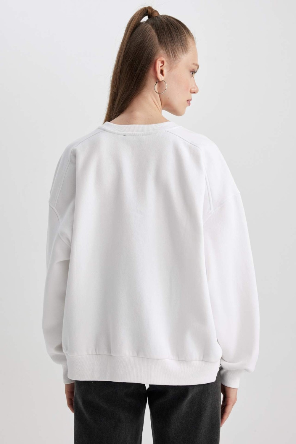 DeFacto Coool Oversize Fit Bisiklet Yaka Kalın Sweatshirt A4177AX23WN görsel 6