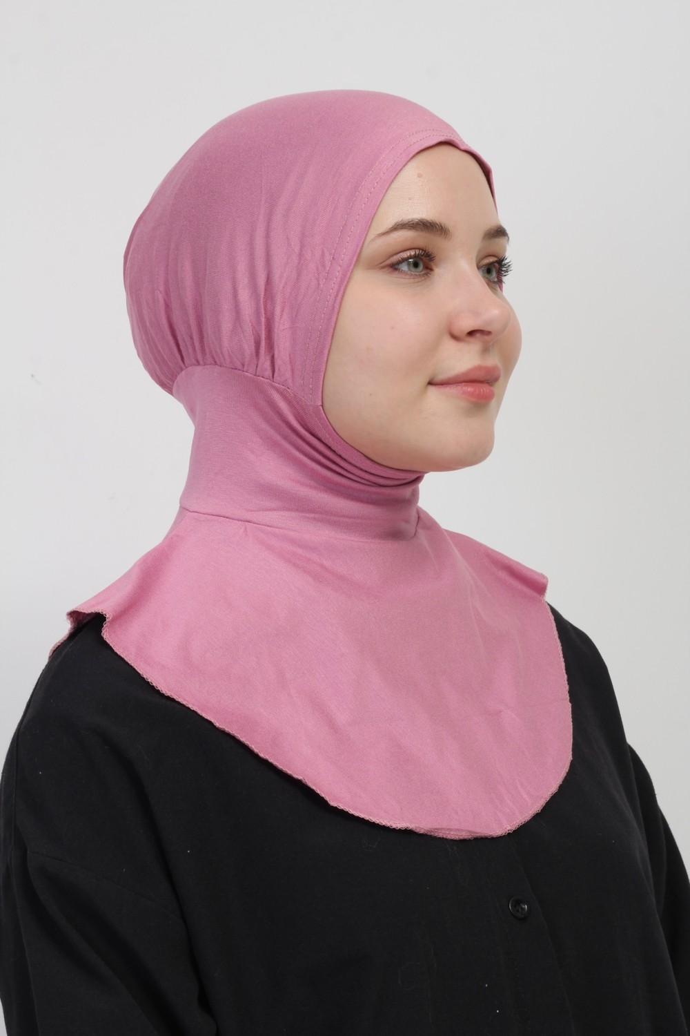 Manolyaşal İslamic Hijab Manolya Şal Pratik Hazır Kaymayan Terletmeyen Boyunluklu Geçmeli Bone görsel 6