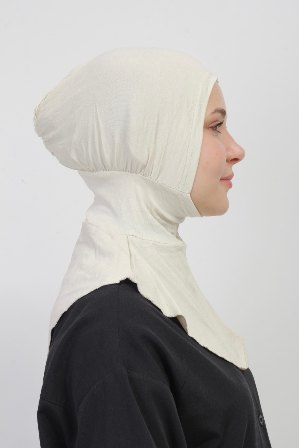 Manolyaşal İslamic Hijab Manolya Şal Pratik Hazır Kaymayan Terletmeyen Boyunluklu Geçmeli Bone