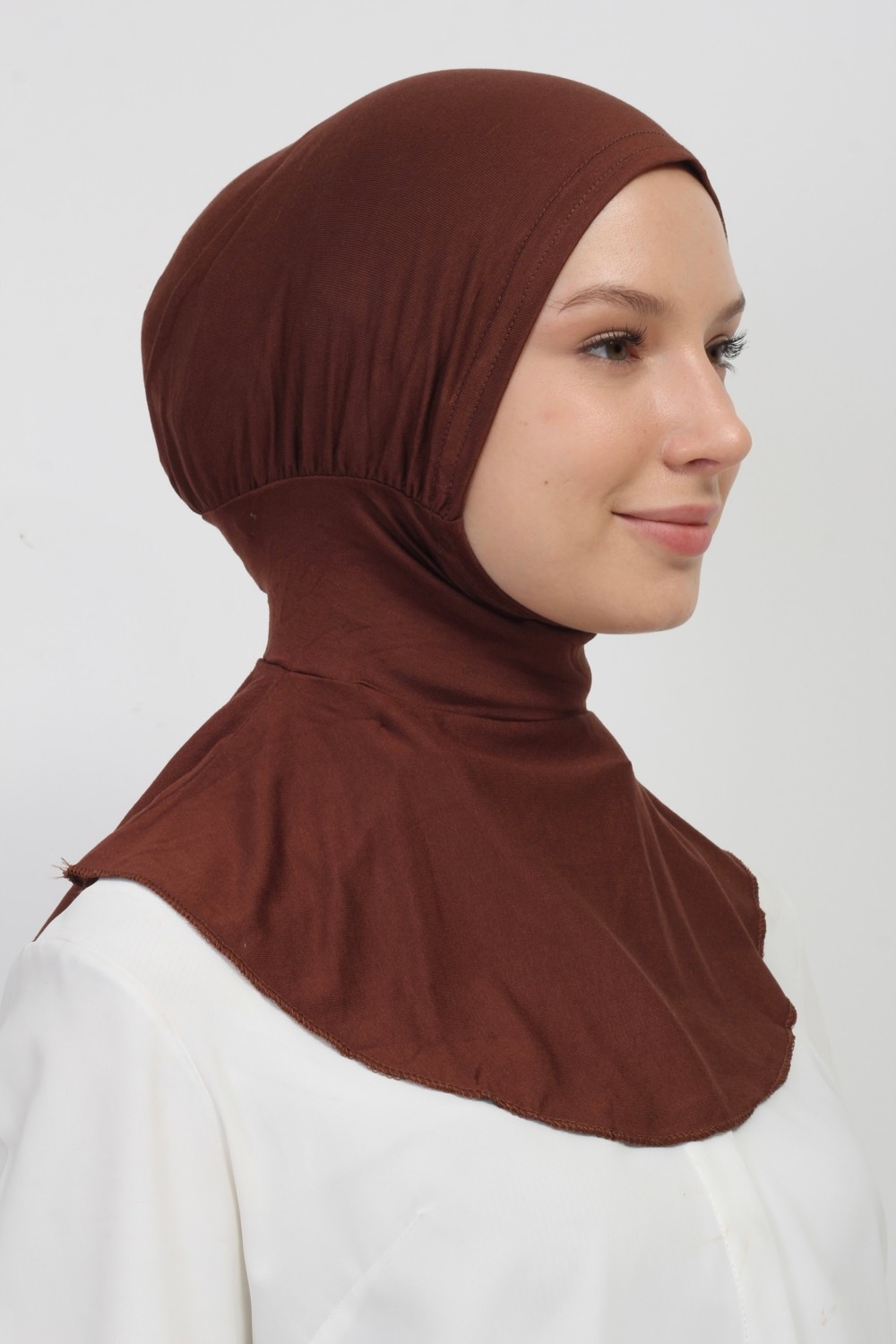 Manolyaşal İslamic Hijab Manolya Şal Pratik Hazır Kaymayan Terletmeyen Boyunluklu Geçmeli Bone