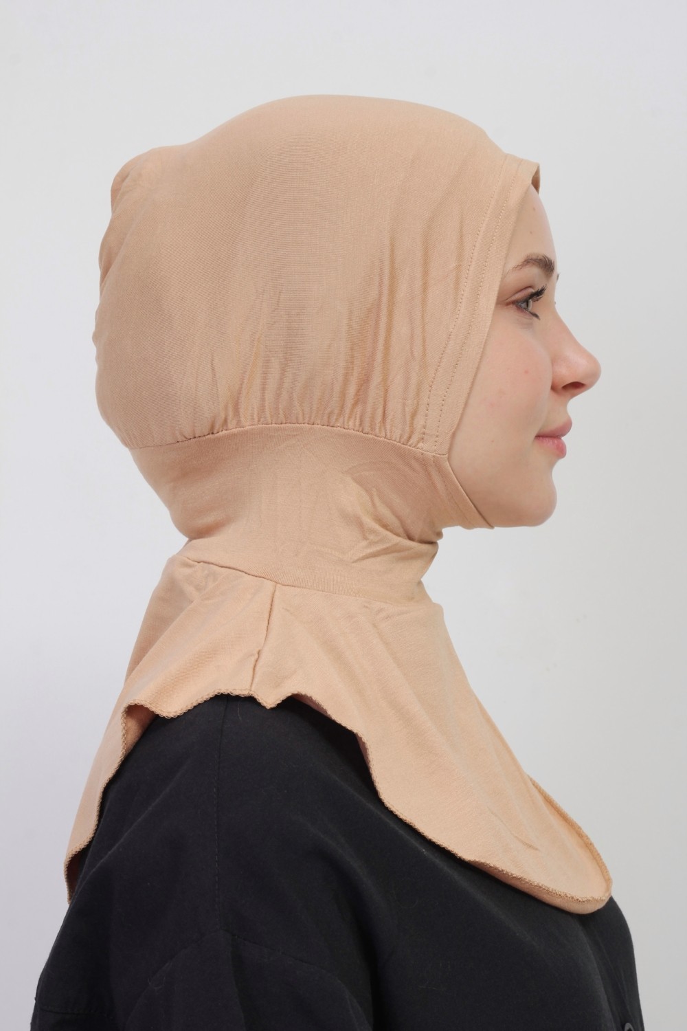 Manolyaşal İslamic Hijab Manolya Şal Pratik Hazır Kaymayan Terletmeyen Boyunluklu Geçmeli Bone
