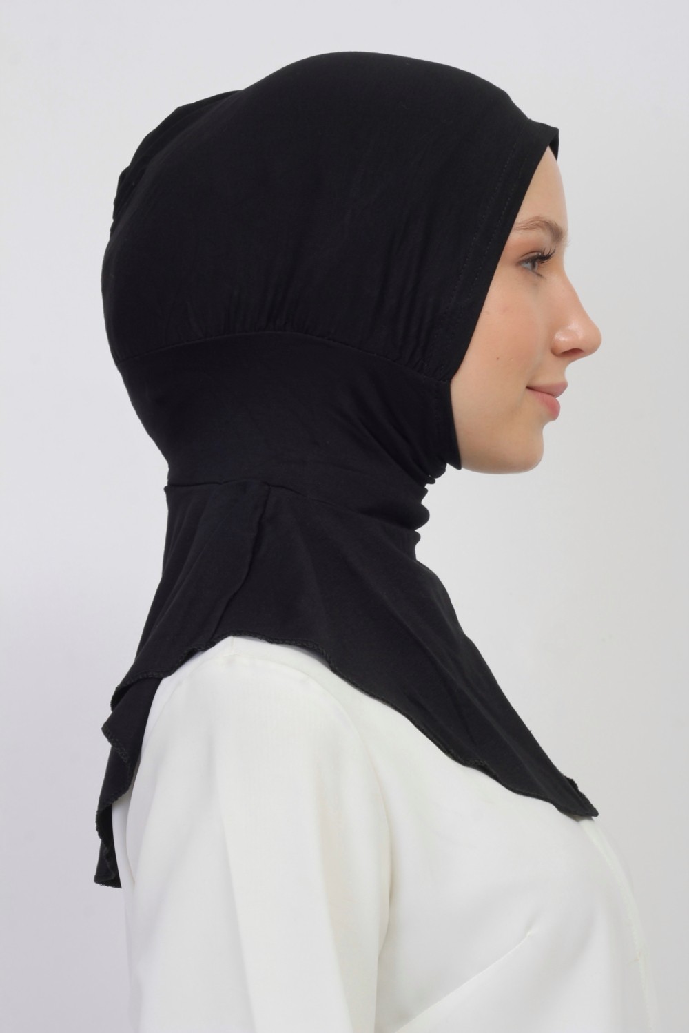 Manolyaşal İslamic Hijab Manolya Şal Pratik Hazır Kaymayan Terletmeyen Boyunluklu Geçmeli Bone