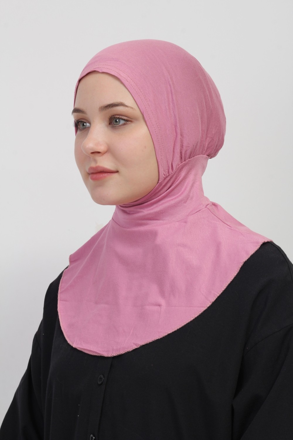 Manolyaşal İslamic Hijab Manolya Şal Pratik Hazır Kaymayan Terletmeyen Boyunluklu Geçmeli Bone görsel 7
