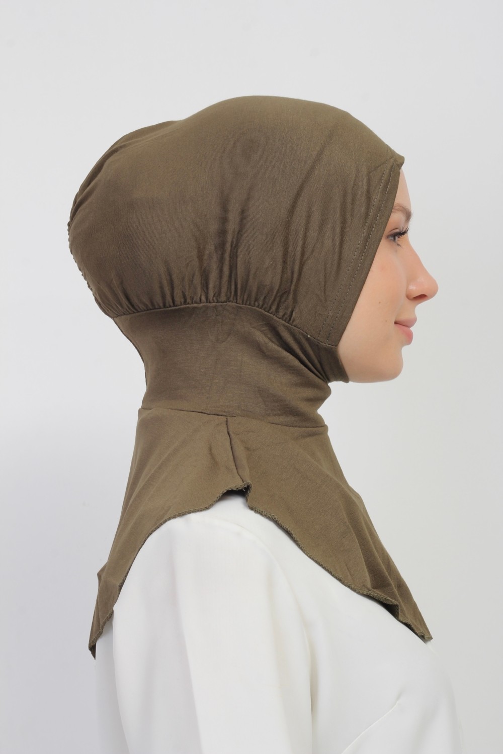 Manolyaşal İslamic Hijab Manolya Şal Pratik Hazır Kaymayan Terletmeyen Boyunluklu Geçmeli Bone
