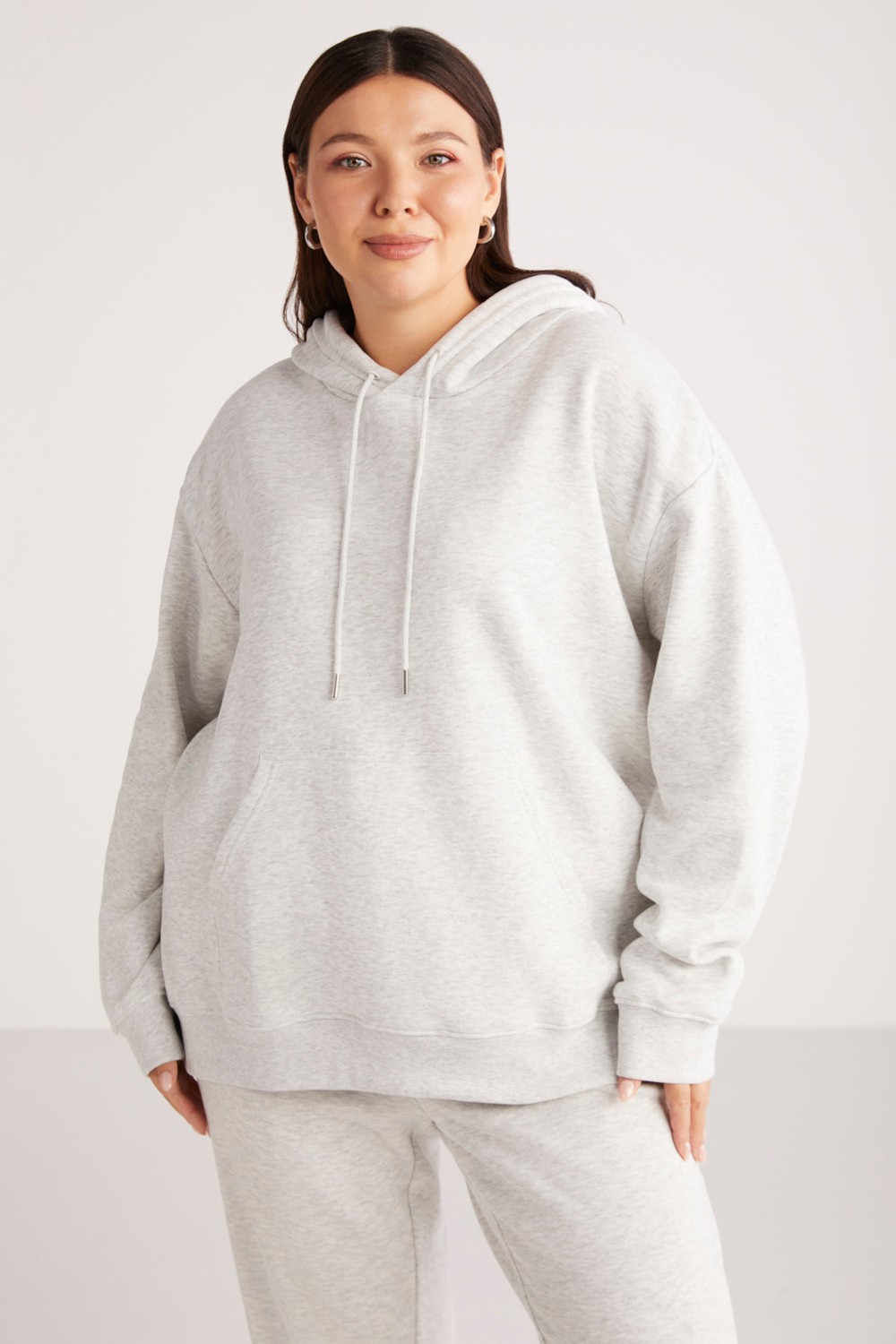 Ethiquet Terezabb Kadın İçi Polarlı Yumuşacık Comfort Fit Kapüşonlu Kanguru Cep Yeşil Büyük Beden Sweatshirt görsel 6