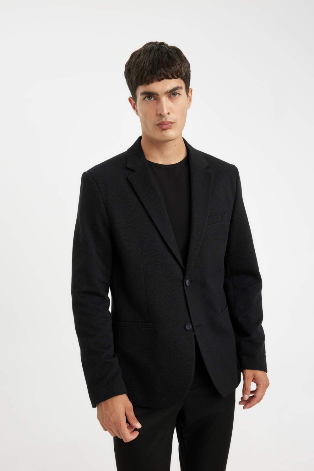 DeFacto Slim Fit Dar Kesim Astarlı Düğmeli Blazer Ceket N0503AZ24AU görsel 4
