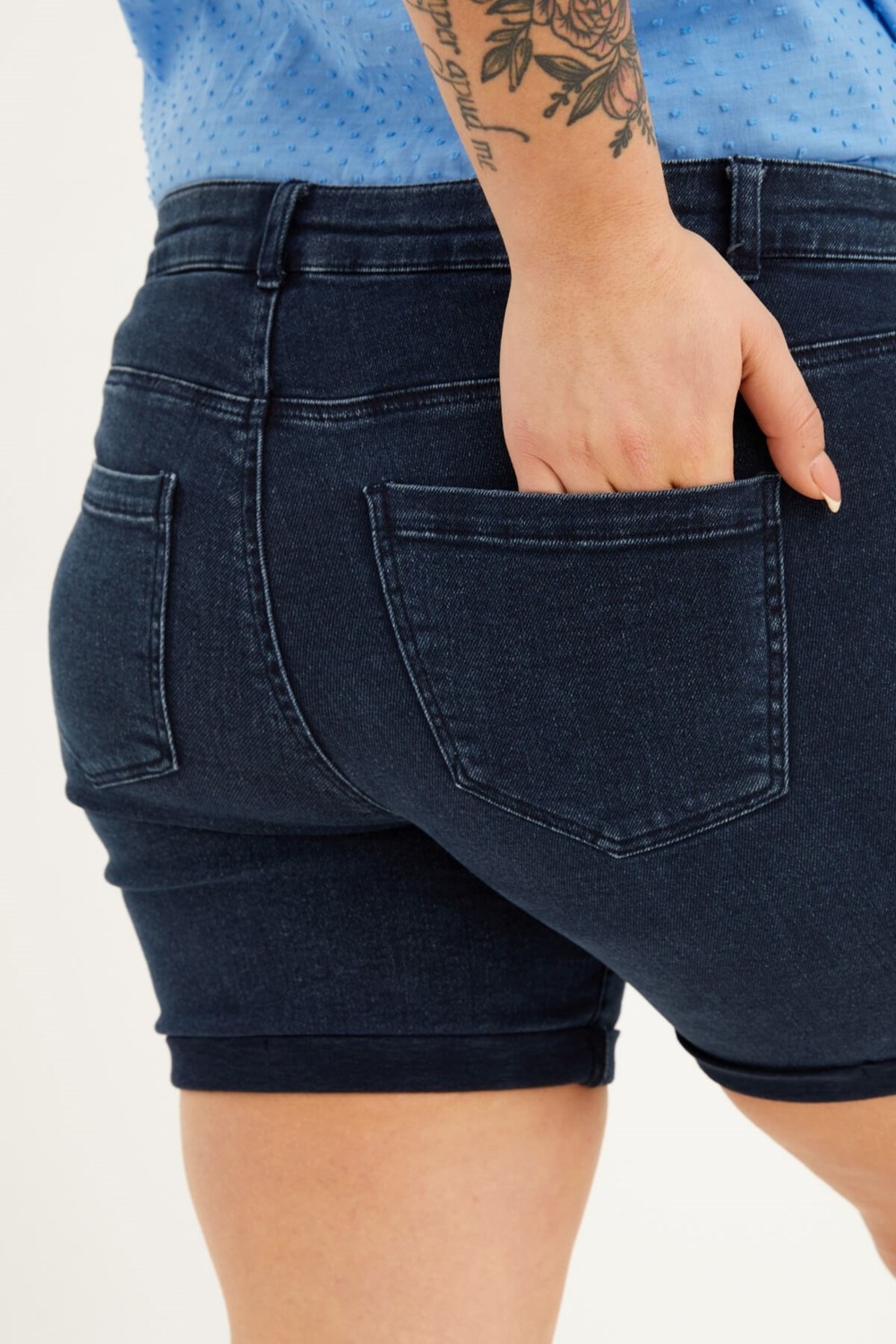 Myline Paçası Katlı Denim Şort görsel 4