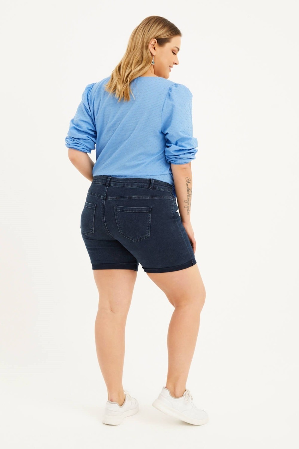 Myline Paçası Katlı Denim Şort görsel 5