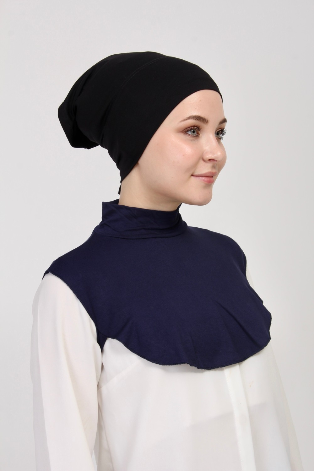 Manolyaşal İslamic Hijab Manolya Şal Düz Balıkçı Kurtarıcı Yakalı Boyunluk görsel 2