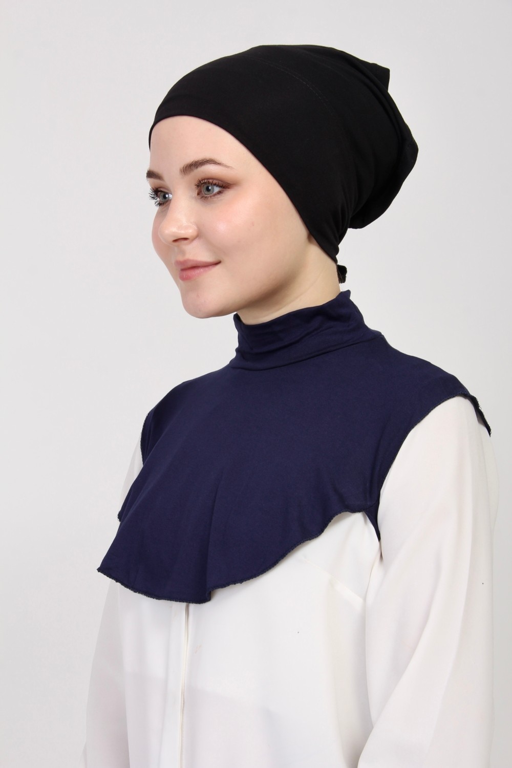 Manolyaşal İslamic Hijab Manolya Şal Düz Balıkçı Kurtarıcı Yakalı Boyunluk görsel 3