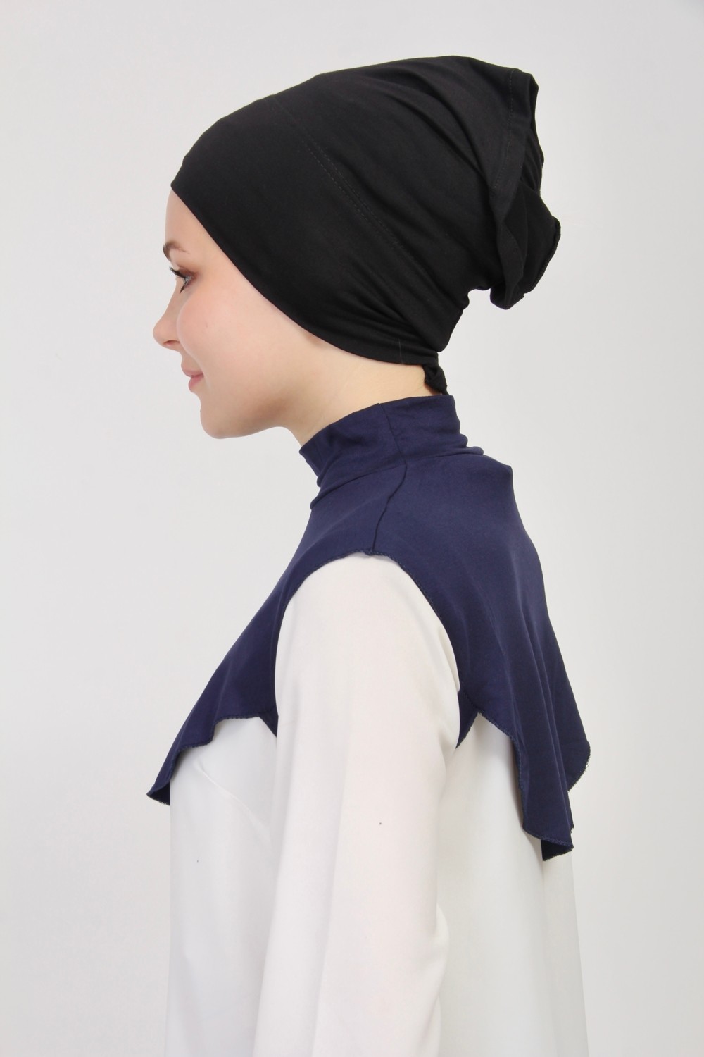 Manolyaşal İslamic Hijab Manolya Şal Düz Balıkçı Kurtarıcı Yakalı Boyunluk görsel 4