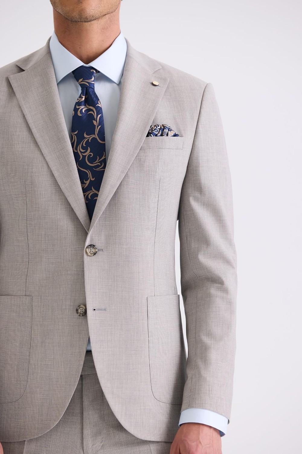 Jakamen Gri Slim Fit Mono Yaka Yünlü Takım Elbise görsel 3