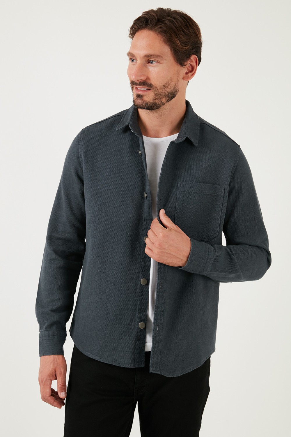 Buratti Pamuklu Tek Cepli Regular Fit Gömlek Erkek Gömlek CF25W129140 görsel 8