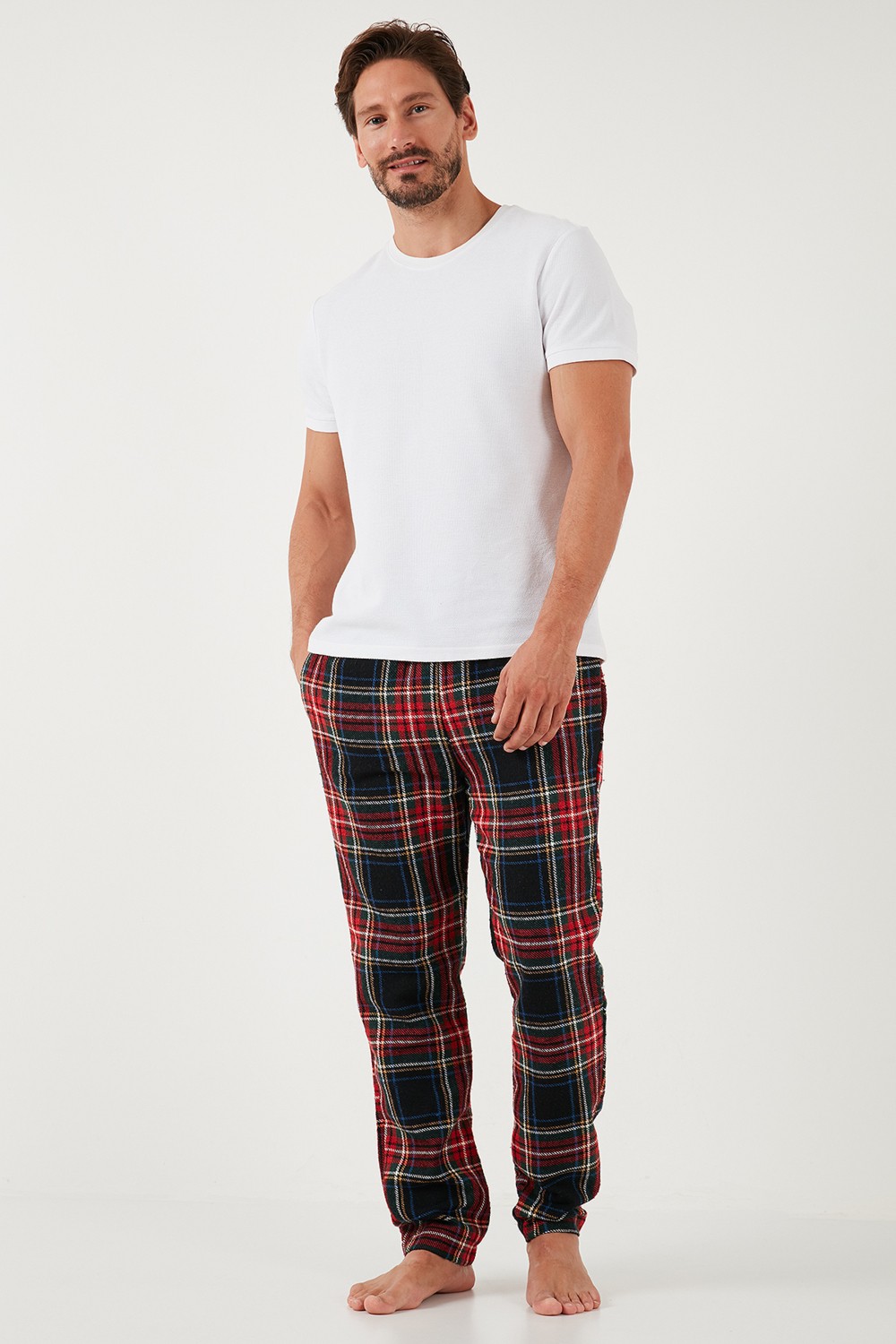 Buratti Pamuklu Regular Fit Ekoseli Elastik Bel Pijama Altı Erkek Pijama Altı 611PT00154
