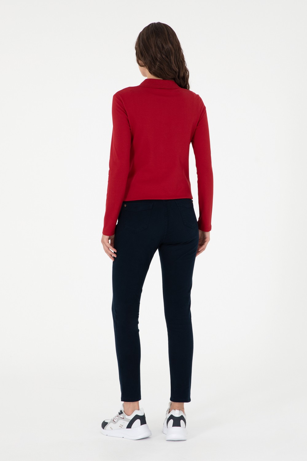 U.S. Polo Assn. Kadın Lacivert Kanvas Pantolon 50290499-VR033 görsel 4