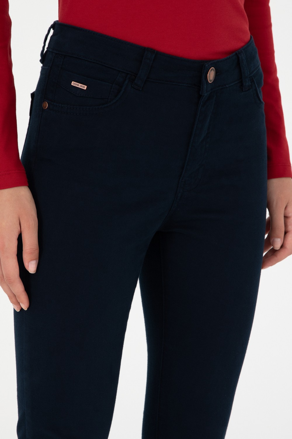 U.S. Polo Assn. Kadın Lacivert Kanvas Pantolon 50290499-VR033 görsel 5