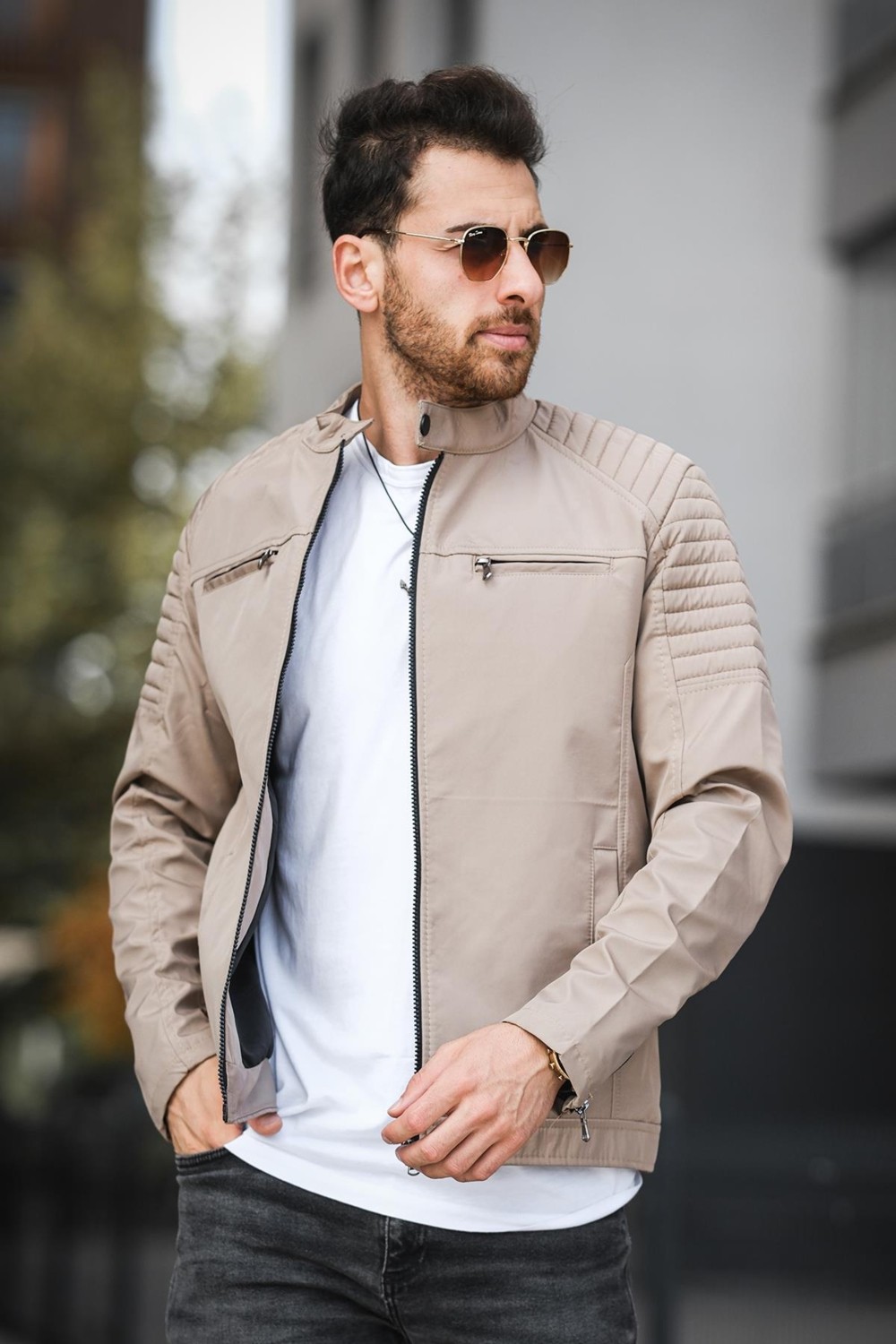 Oksit Abuja Slim Fit Fermuar Detaylı Dik Yaka Su Itici Erkek Mevsimlik Mont görsel 2