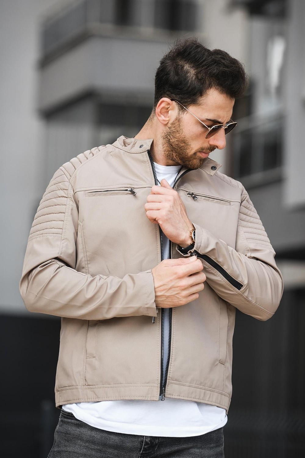 Oksit Abuja Slim Fit Fermuar Detaylı Dik Yaka Su Itici Erkek Mevsimlik Mont görsel 3