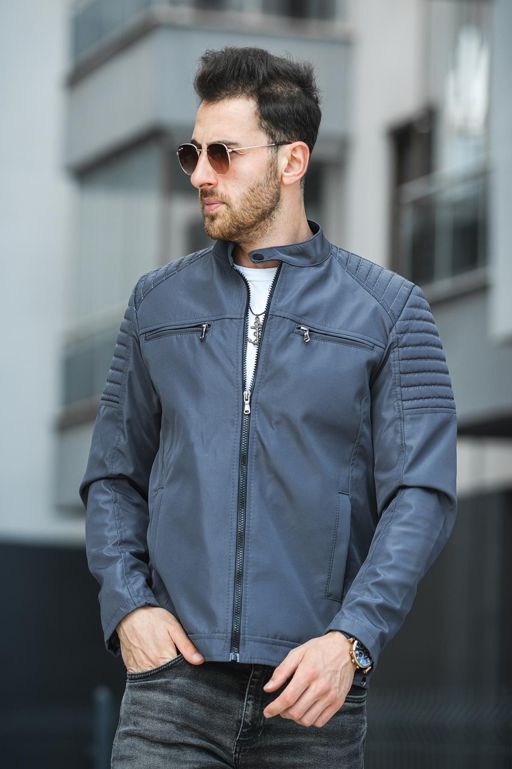 Oksit Abuja Slim Fit Fermuar Detaylı Dik Yaka Su Itici Erkek Mevsimlik Mont