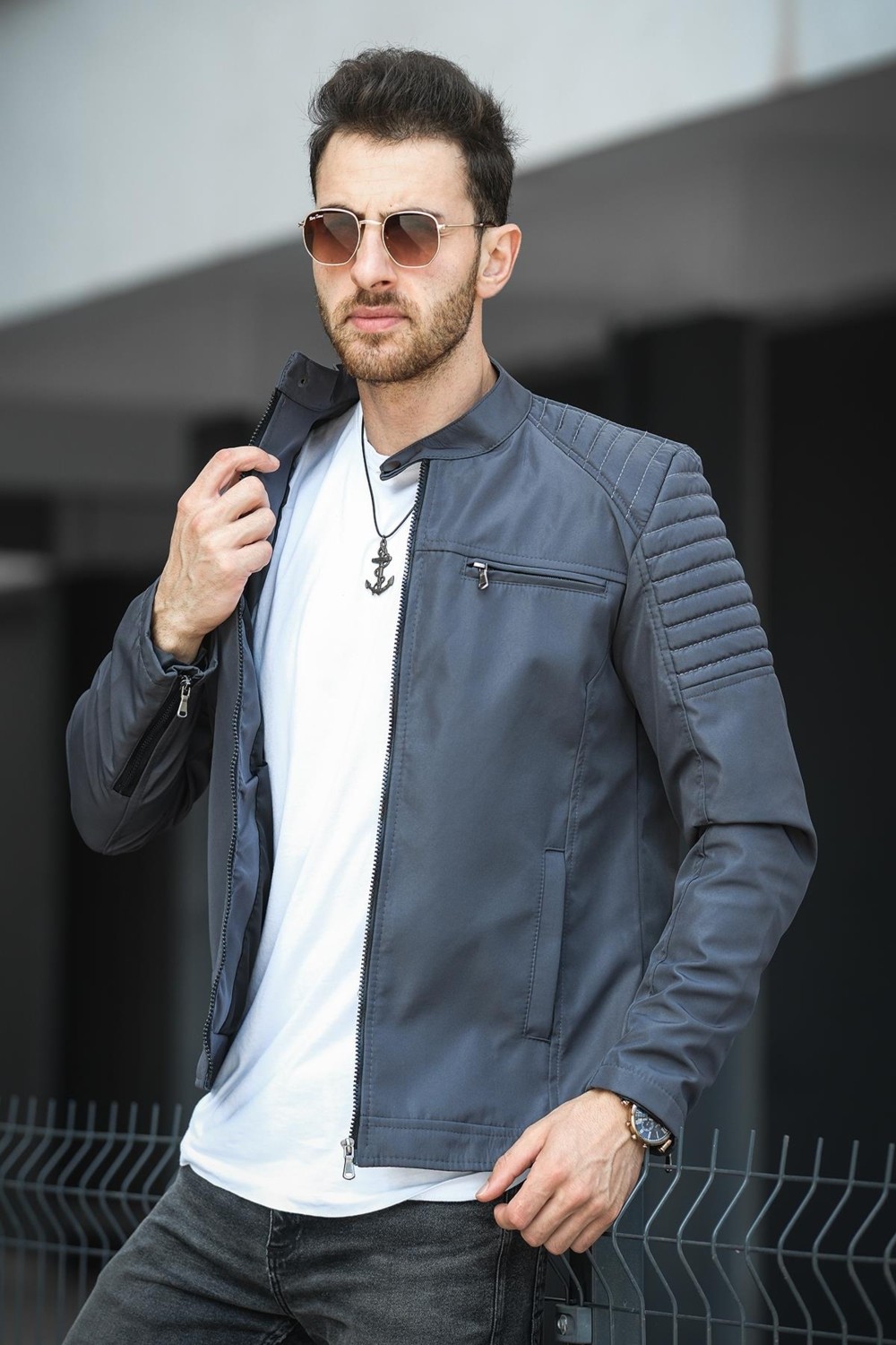 Oksit Abuja Slim Fit Fermuar Detaylı Dik Yaka Su Itici Erkek Mevsimlik Mont görsel 6