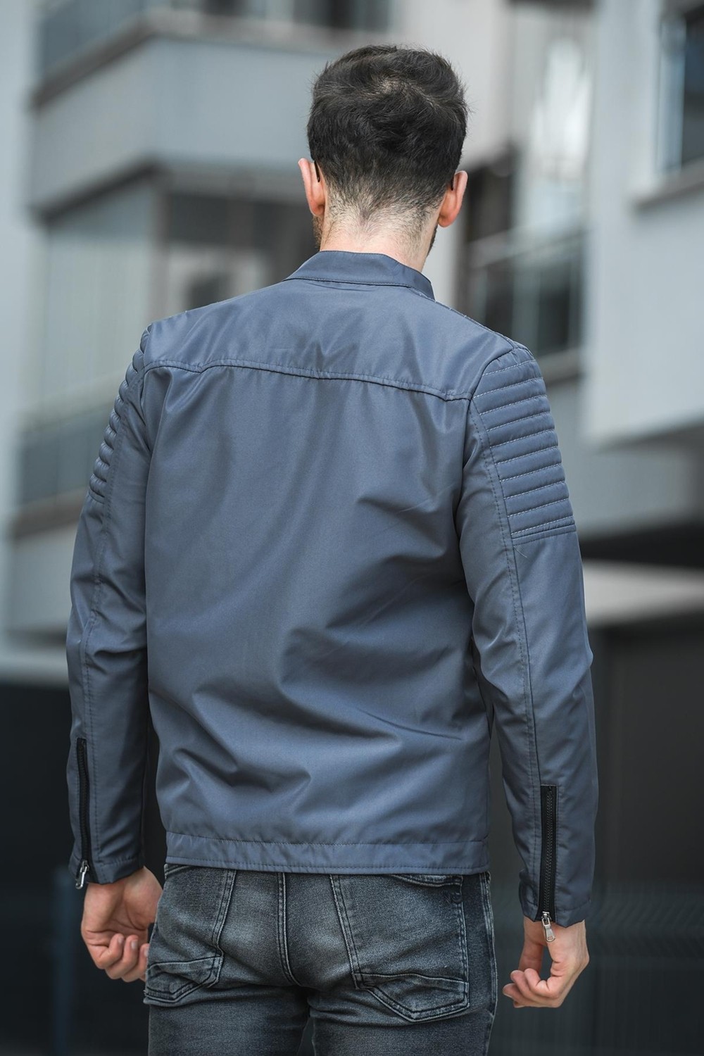 Oksit Abuja Slim Fit Fermuar Detaylı Dik Yaka Su Itici Erkek Mevsimlik Mont görsel 8