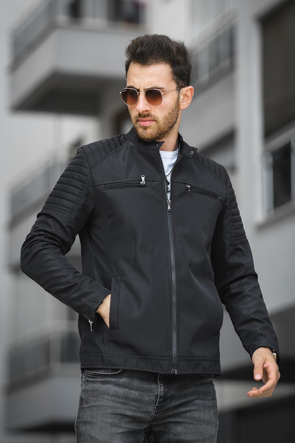 Oksit Abuja Slim Fit Fermuar Detaylı Dik Yaka Su Itici Erkek Mevsimlik Mont