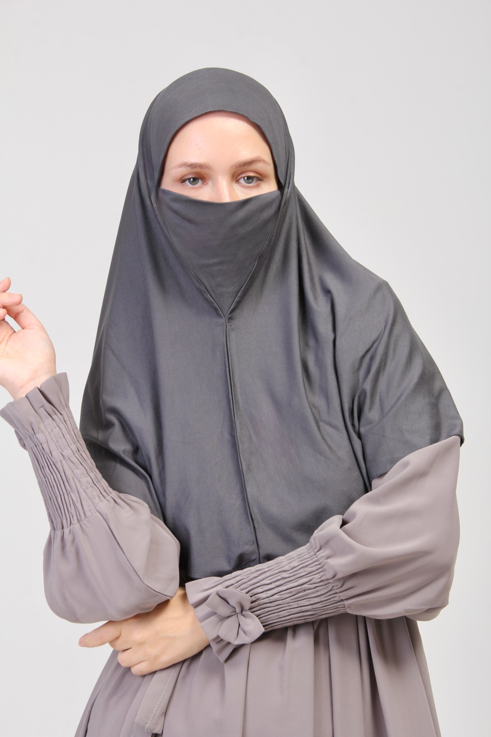 Manolyaşal İslamic Hijab Manolya Şal Pratik Eşarp Peçeli-Peçesiz Hazır Türban Sufle görsel 3