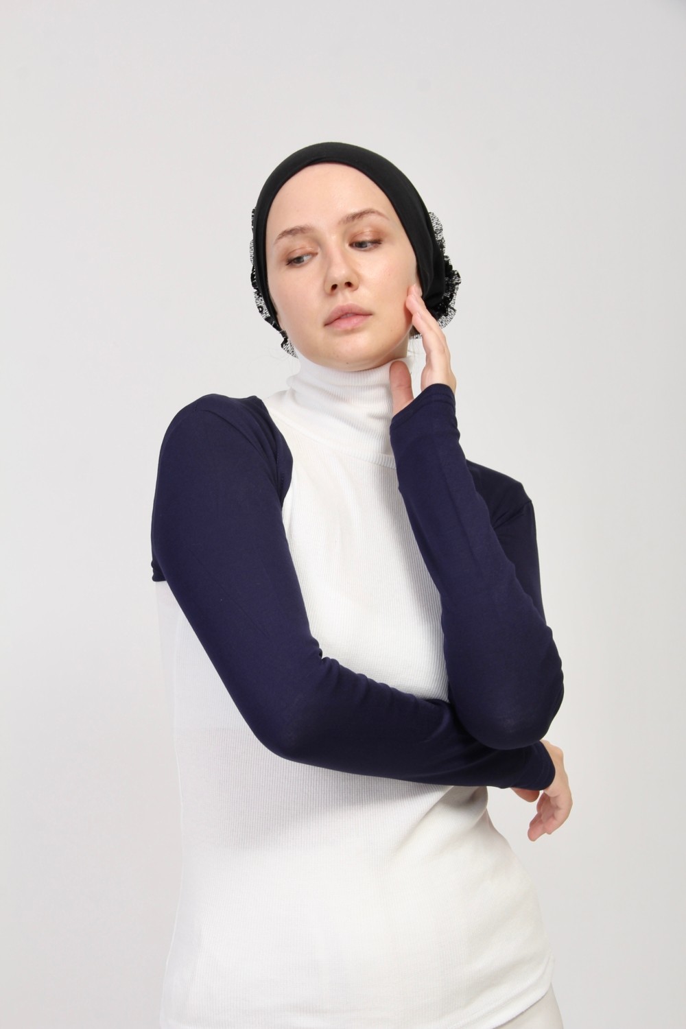 Manolyaşal İslamic Hijab Manolyaşal Uzun Kollu Kurtarıcı Terletmeyen Tesettür Bolero - Ekru
