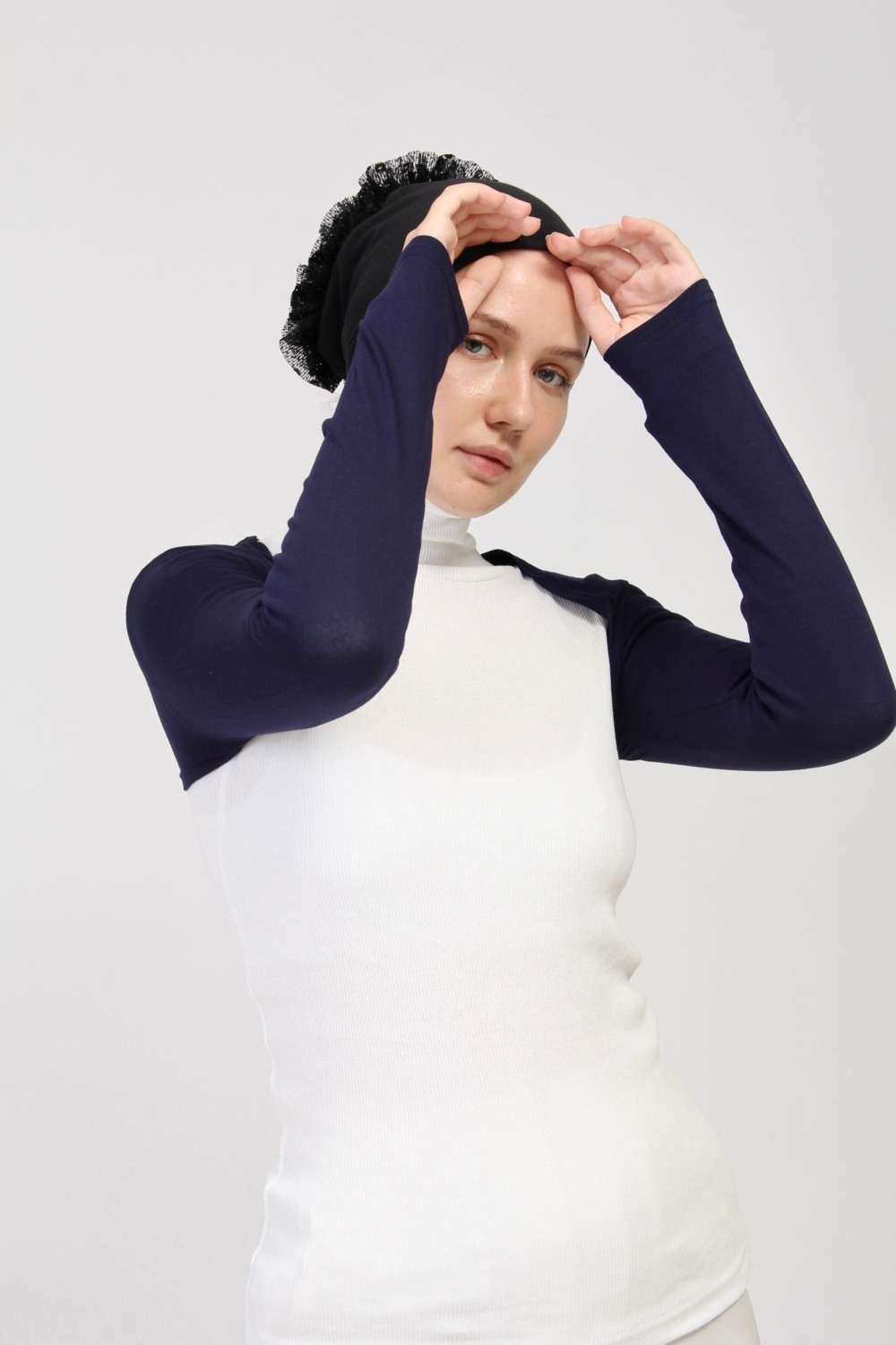 Manolyaşal İslamic Hijab Manolyaşal Uzun Kollu Kurtarıcı Terletmeyen Tesettür Bolero - Ekru görsel 3
