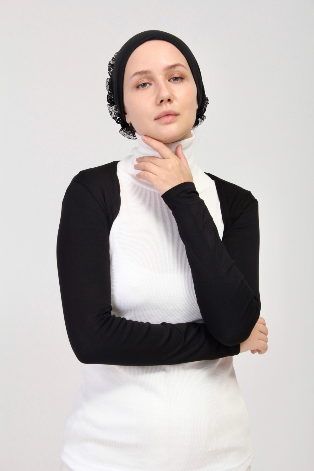 Manolyaşal İslamic Hijab Manolyaşal Uzun Kollu Kurtarıcı Terletmeyen Tesettür Bolero - Ekru görsel 7