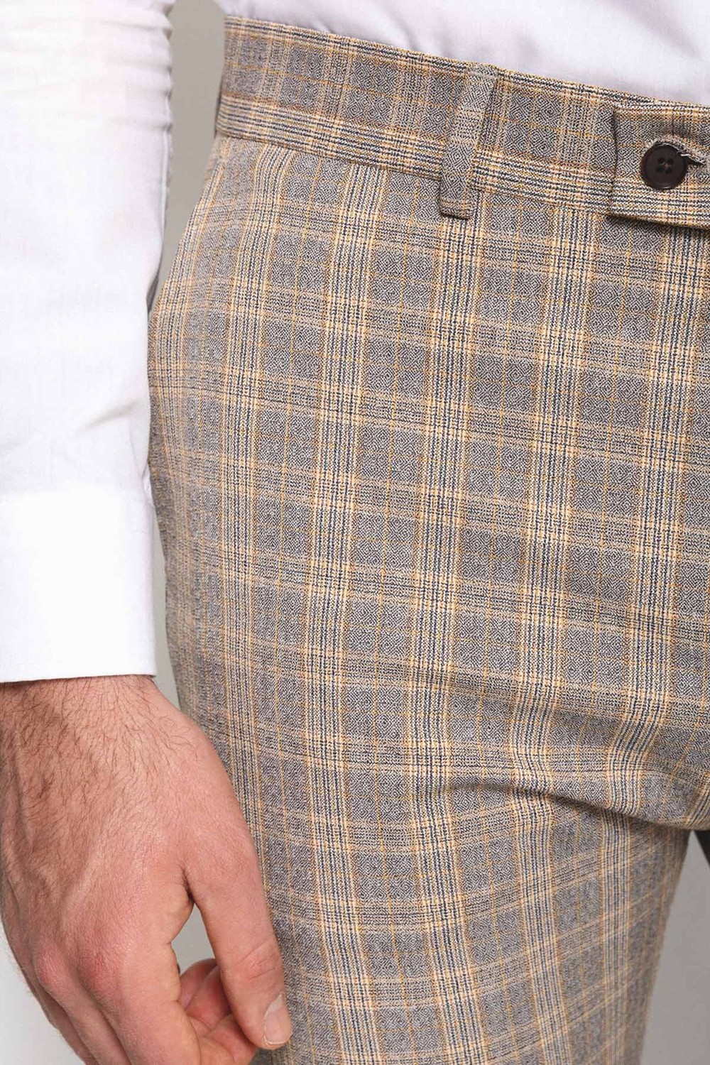 MCR Ekoseli Bej Rengi Super Slim Fit Erkek Pantolon görsel 2
