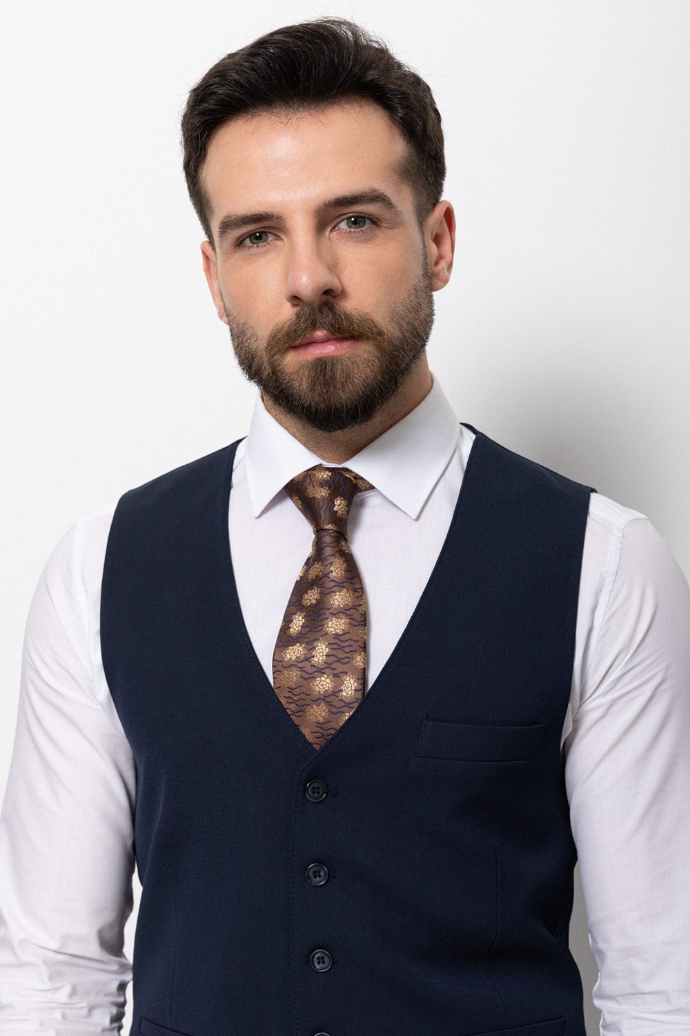 MCR Slim Fit Klasik Erkek Yelek Düz Lacivert Renk Hakim Yaka ile Şık Görünüm görsel 2
