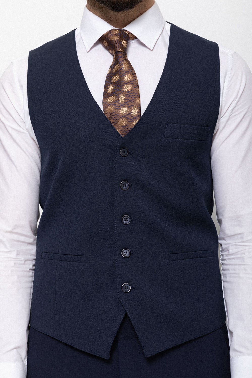 MCR Slim Fit Klasik Erkek Yelek Düz Lacivert Renk Hakim Yaka ile Şık Görünüm görsel 5