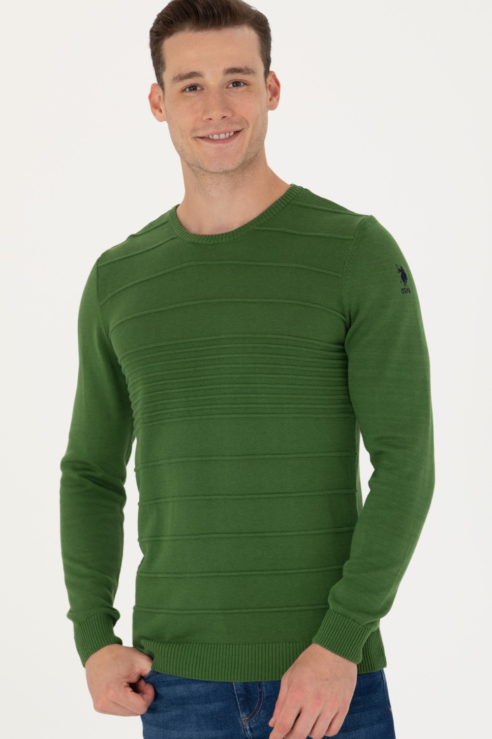 U.S. Polo Assn. Erkek Yeşil Kazak /Triko 50272122-VR054 görsel 4