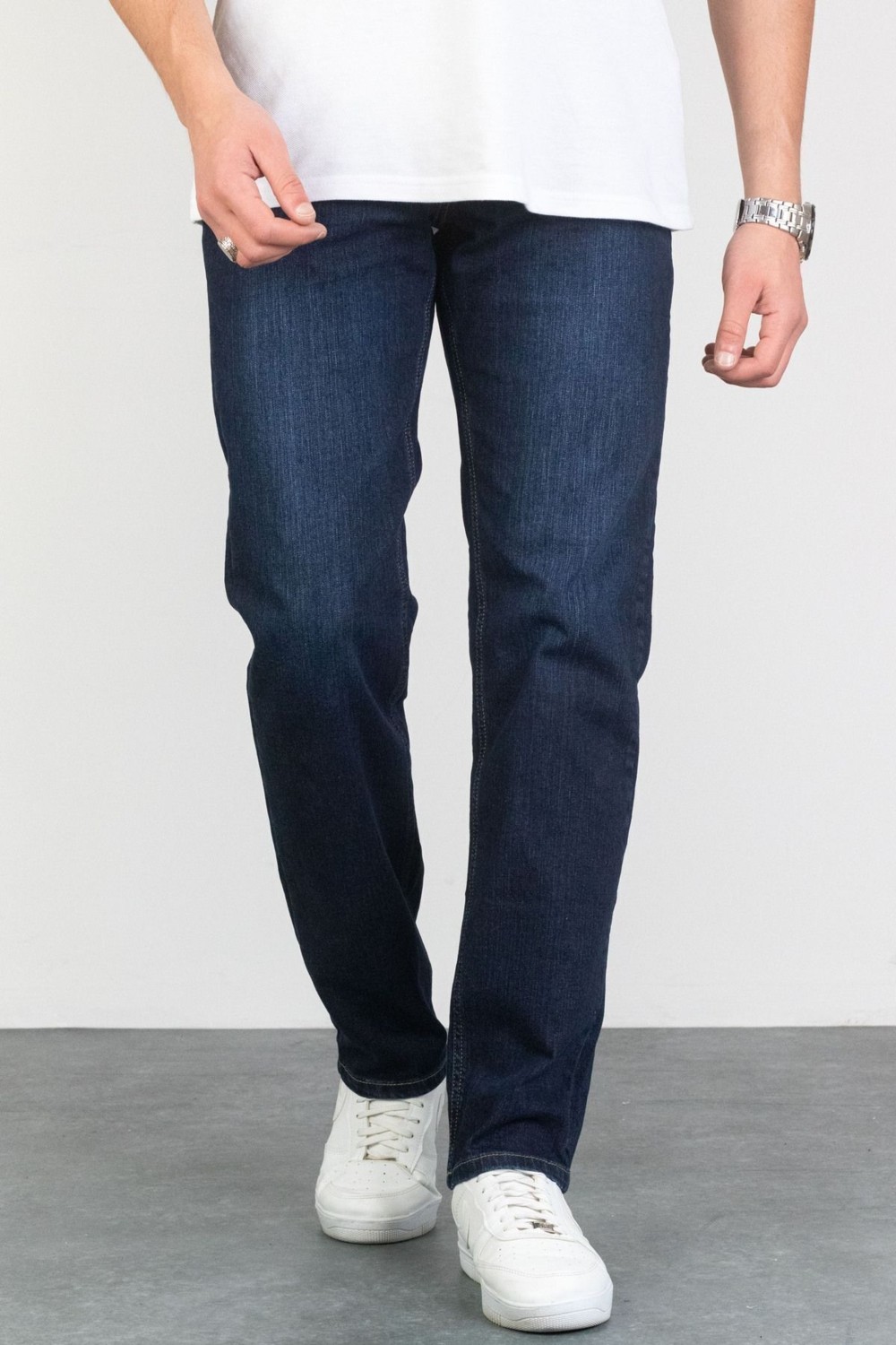 Hlt Jeans Erkek Koyu Mavi Regular Fit Boru Paça Esnek Likralı Jeans Kot Pantolon Hlthe001977 görsel 2