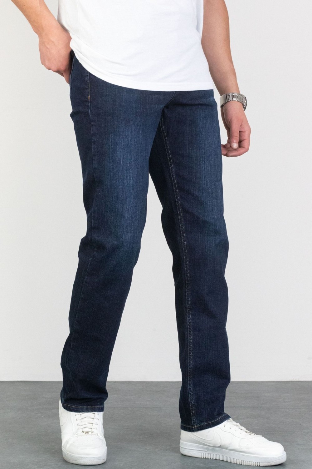 Hlt Jeans Erkek Koyu Mavi Regular Fit Boru Paça Esnek Likralı Jeans Kot Pantolon Hlthe001977 görsel 4