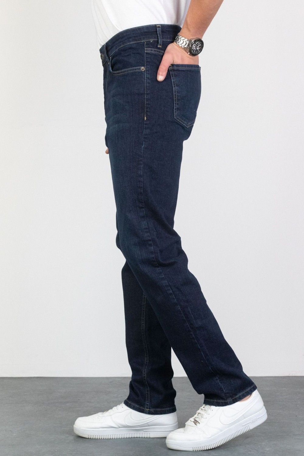 Hlt Jeans Erkek Koyu Mavi Regular Fit Boru Paça Esnek Likralı Jeans Kot Pantolon Hlthe001977 görsel 5