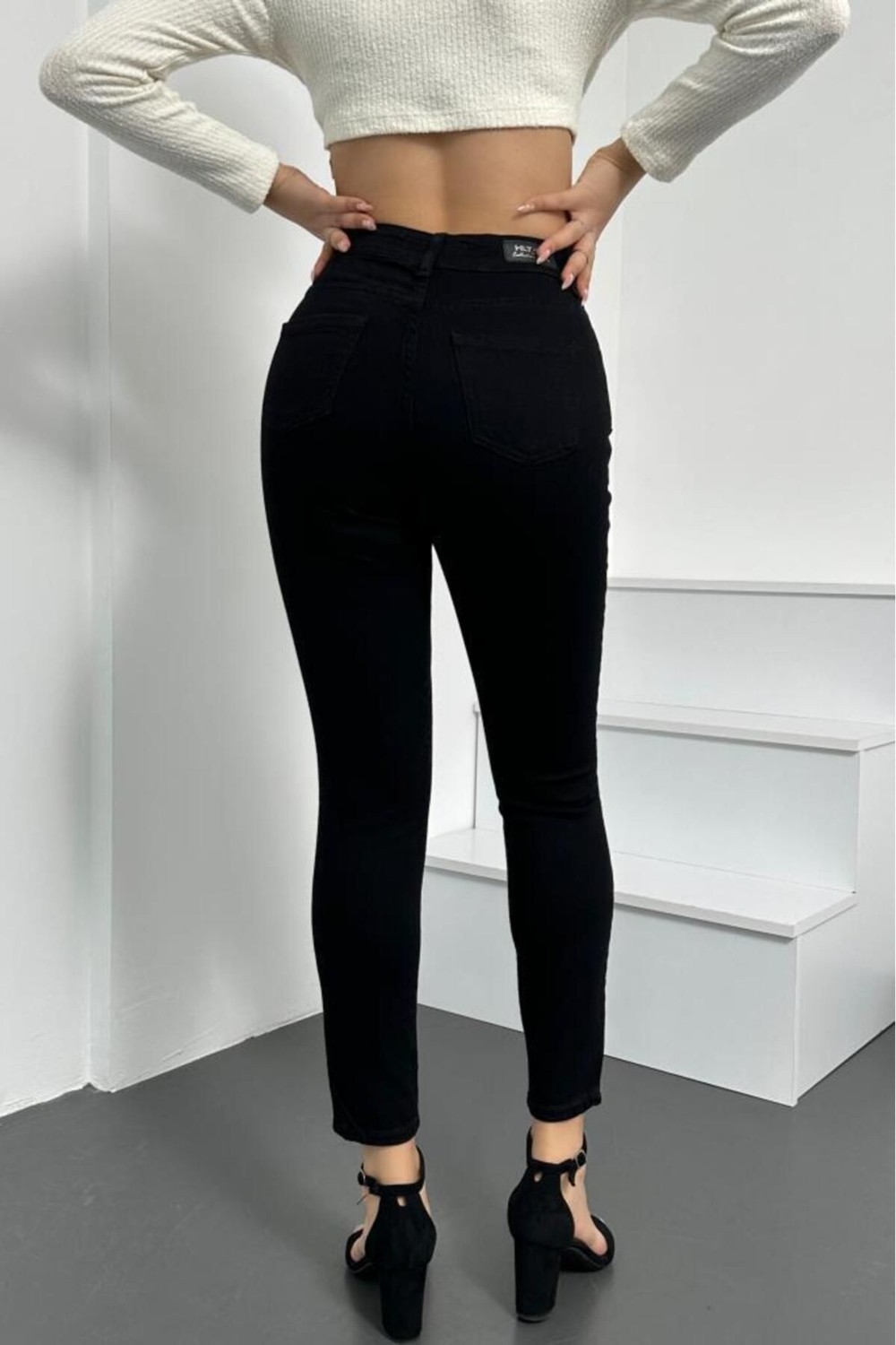 Hlt Jeans Kadın Siyah Süper Skinny Fit Esnek Likralı Denim Jean Kot Pantolon Hltjenniesiyah görsel 5