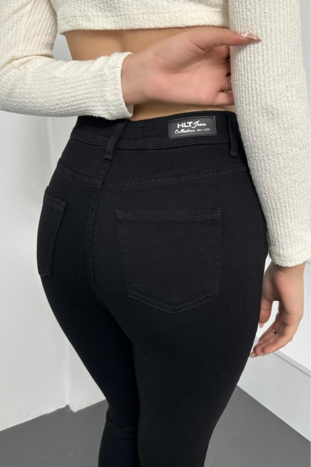 Hlt Jeans Kadın Siyah Süper Skinny Fit Esnek Likralı Denim Jean Kot Pantolon Hltjenniesiyah görsel 6