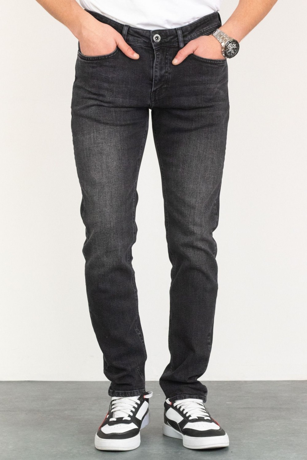 Hlt Jeans Erkek Taşlamalı Siyah Slim Fit Esnek Likralı Denim Jeans Kot Pantolon Hlthe001971 görsel 4