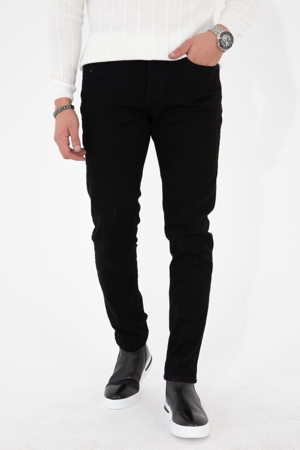 Hlt Jeans Erkek Siyah Slim Fit Likralı Esnek Jeans Kot Pantolon HLTHE001937