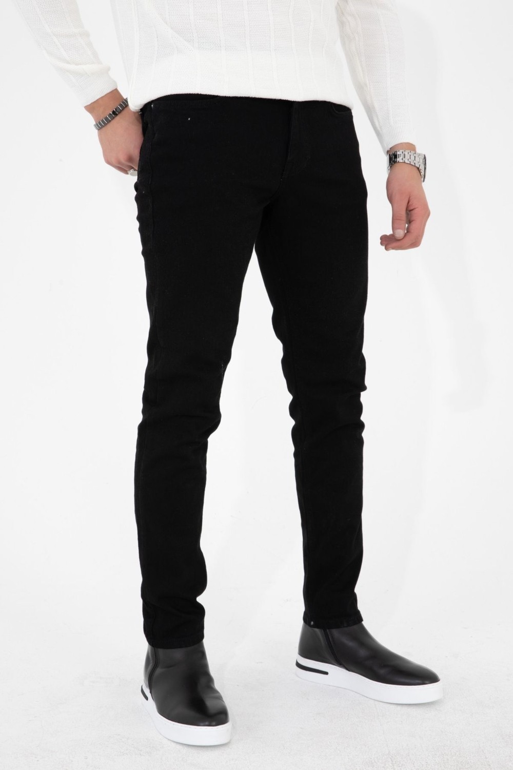 Hlt Jeans Erkek Siyah Slim Fit Likralı Esnek Jeans Kot Pantolon HLTHE001937 görsel 3