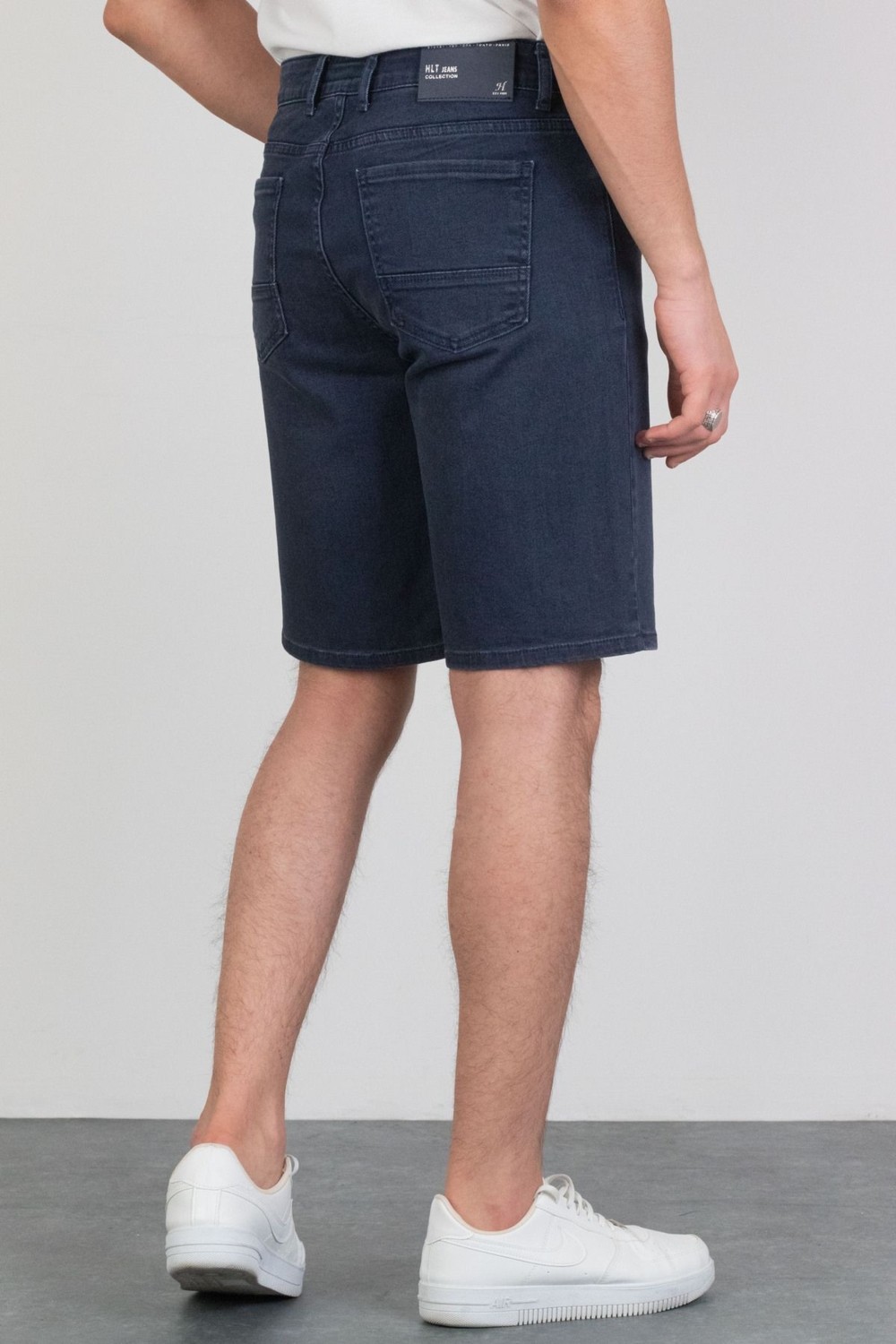 Hlt Jeans Erkek Taşlamalı Rahat Kesim Likralı Esnek Lacivert Jean Kot Şort Hlthe001957 görsel 6