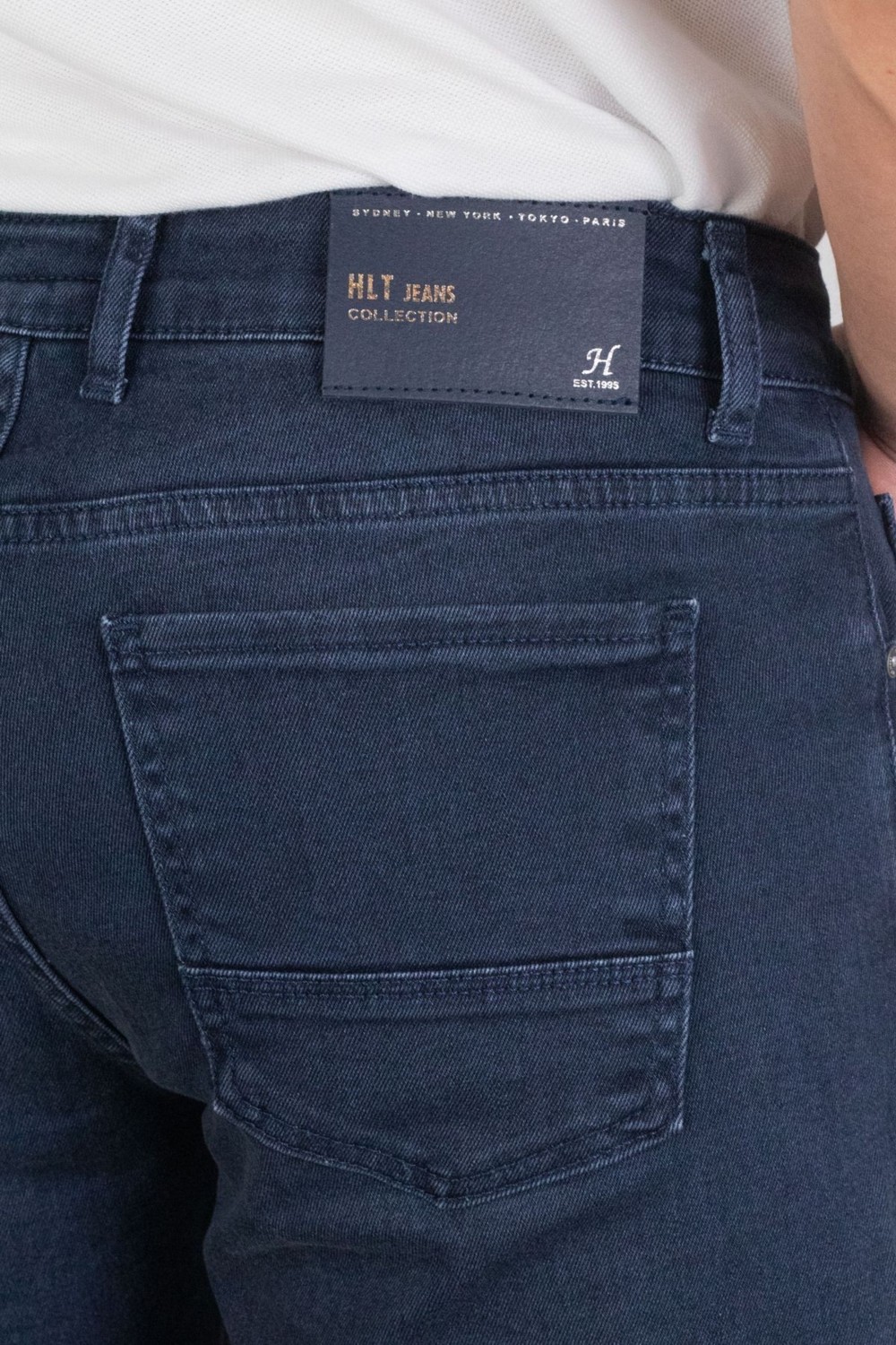 Hlt Jeans Erkek Taşlamalı Rahat Kesim Likralı Esnek Lacivert Jean Kot Şort Hlthe001957 görsel 7