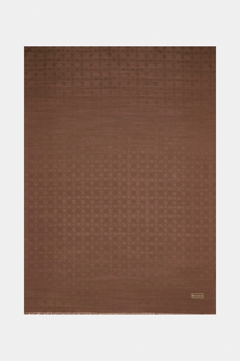 Vakko Pamuk İpek Şal - Hologram Desenli Acı Kahve Renkli %60 İpek %40 Pamuk Kumaş 68 x 200 cm