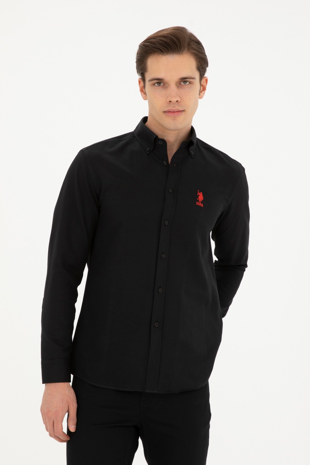 U.S. Polo Assn. Erkek Siyah Gömlek Basic 50282589-VR046 görsel 8