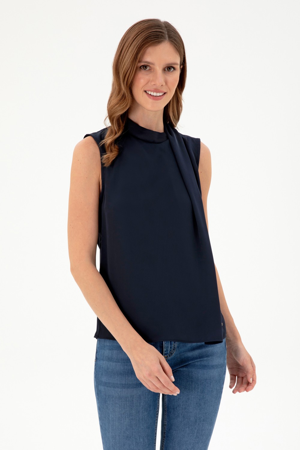 U.S. Polo Assn. Kadın Lacivert Kolsuz Bluz 50293821-VR033