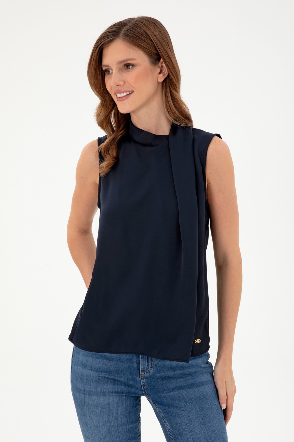 U.S. Polo Assn. Kadın Lacivert Kolsuz Bluz 50293821-VR033 görsel 3